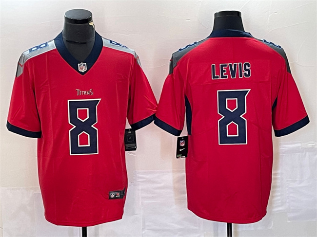 Men's Tennessee Titans #8 Will Levis Red Vapor Untouchable Stitched Jersey Men's Tennessee Titans #8 Will Levis Red Vapor Untouchable Stitched Jersey